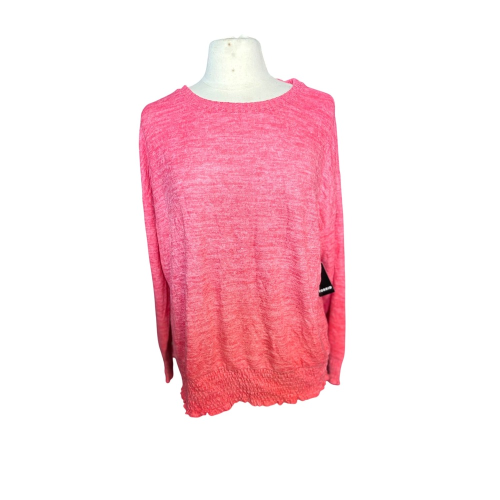 Torrid Super Soft Relaxed‎ Fit Smocked Hem Pink Sweater Plus Size 2X